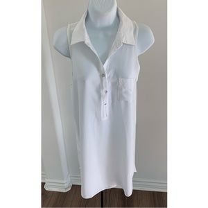 Phanuel White Sleeveless Shirt Dress